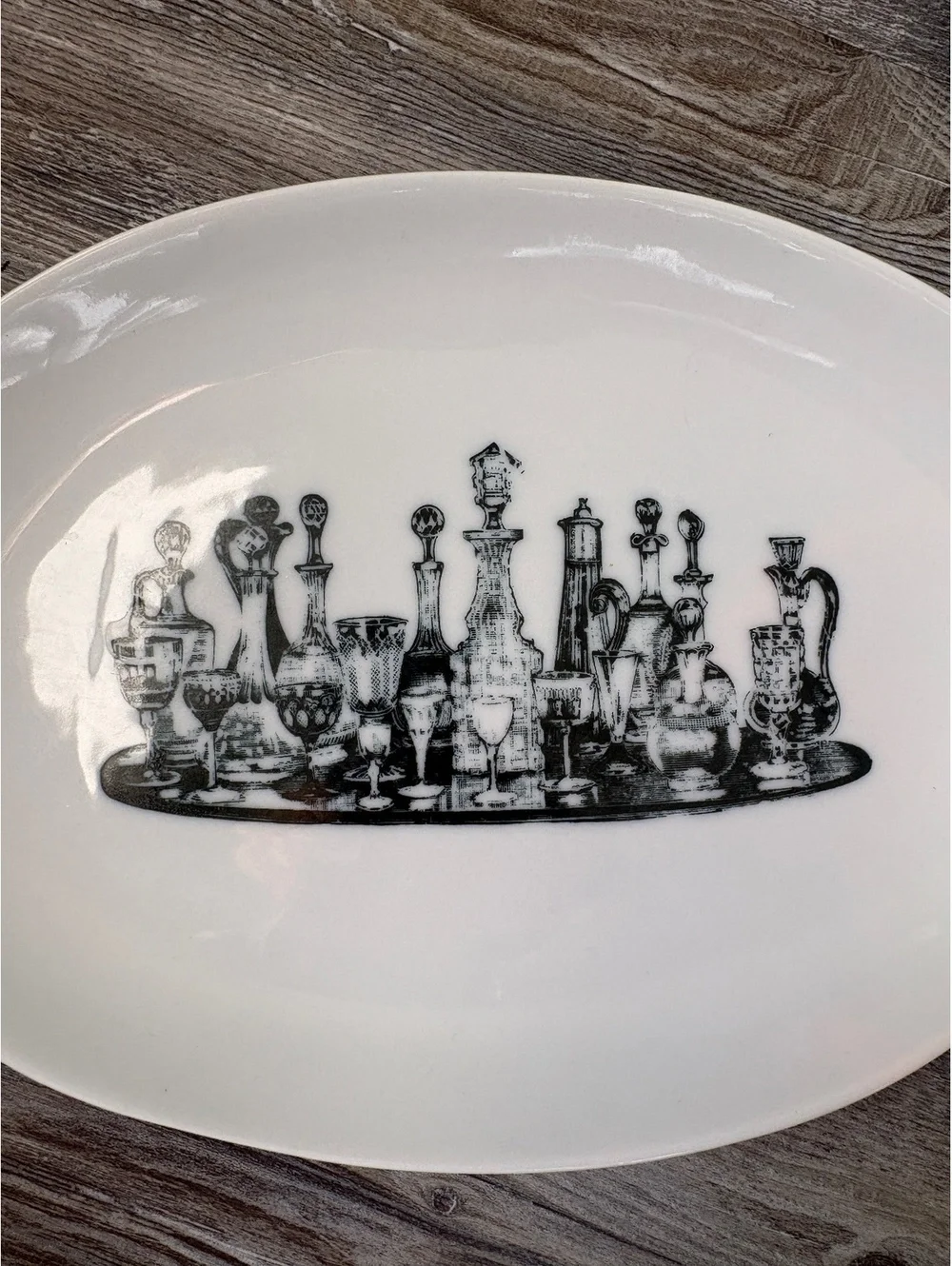 Vintage California Pantry Classic Ceramics Black White Serving Platter & Bowl